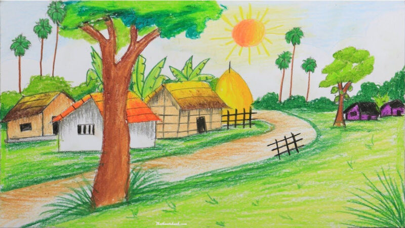 Tranh vẽ đẹp đơn giản phong cảnh