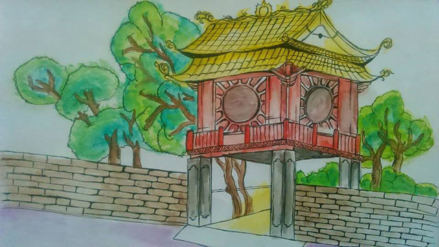 Vẽ tranh Hà Nội trong em đơn giản của học sinh