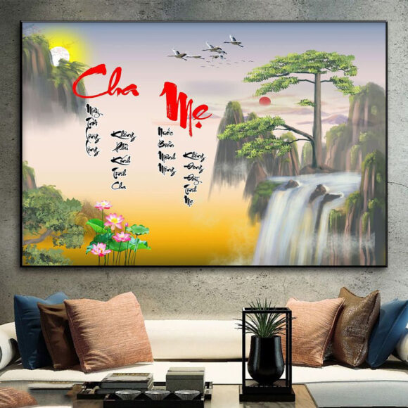 hình ảnh tranh thư pháp về cha mẹ