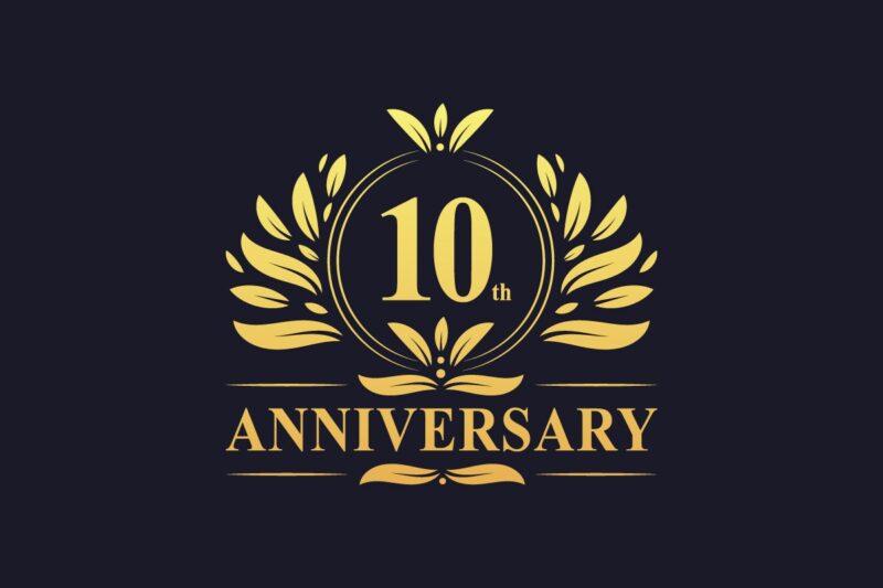 mẫu logo kỷ niệm 10 năm đẹp làm bìa