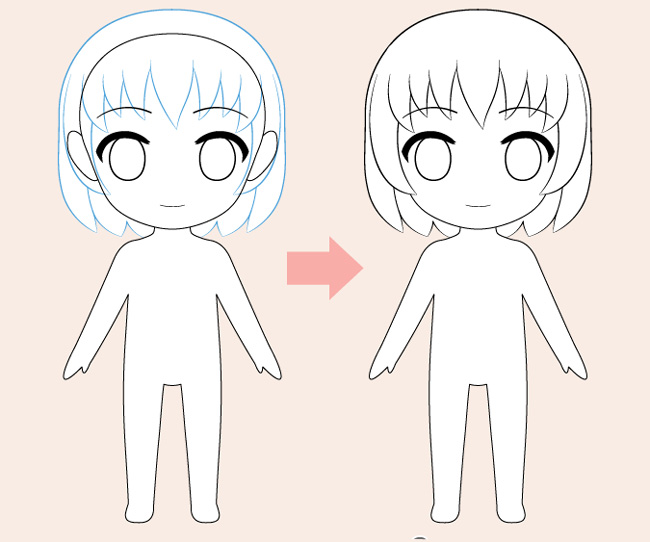 cách vẽ chibi bước 3