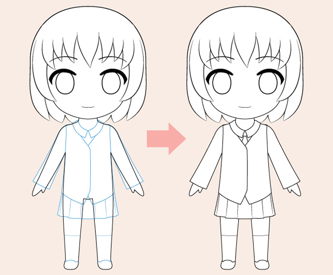 cách vẽ chibi bước 4
