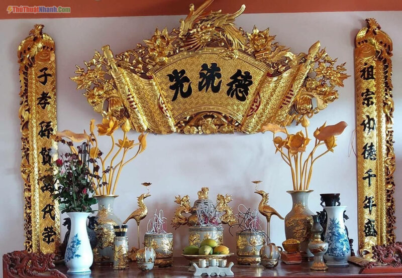 mẫu hoành phi câu đối gỗ đồng đẹp thờ gia tiên