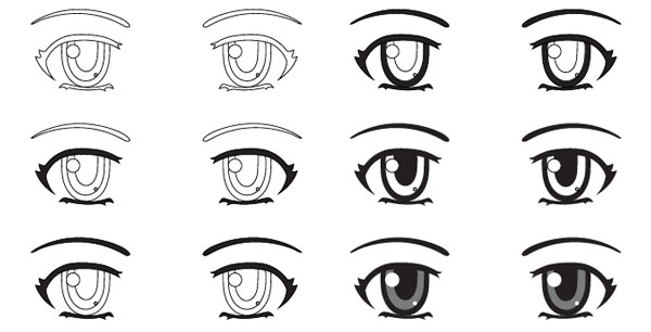 Cách vẽ mắt anime nữ bước 3