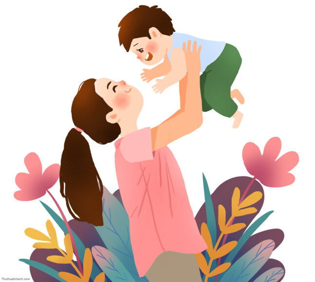 Hình ảnh mẹ và bé hoạt hình