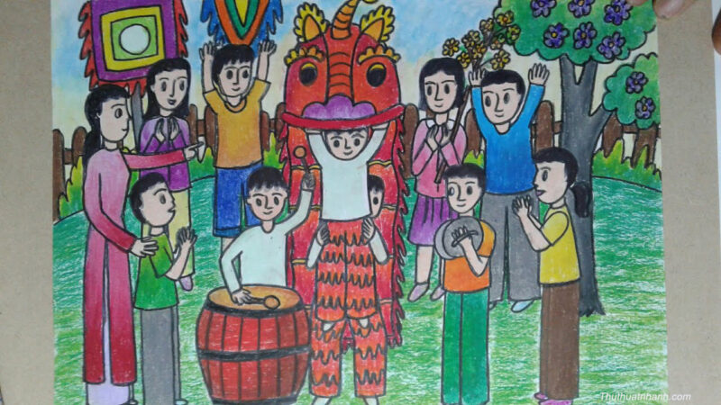 Vẽ tranh lễ hội đơn giản