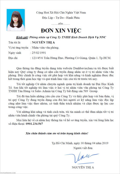 Mẫu đơn xin việc