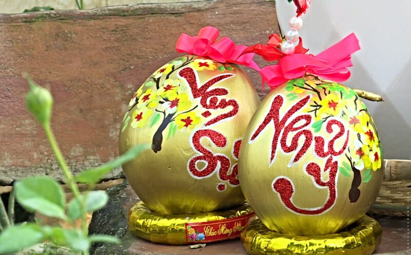 Vẽ dừa chưng tết