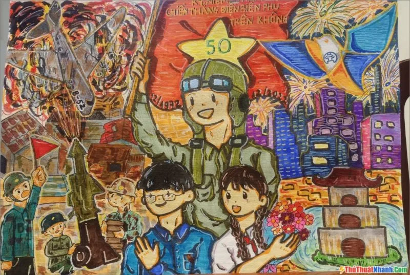 Vẽ tranh Chiến thắng Điện Biên Phủ